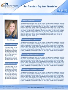 Newsletter we created for Beth Gillespie of Designs for Health